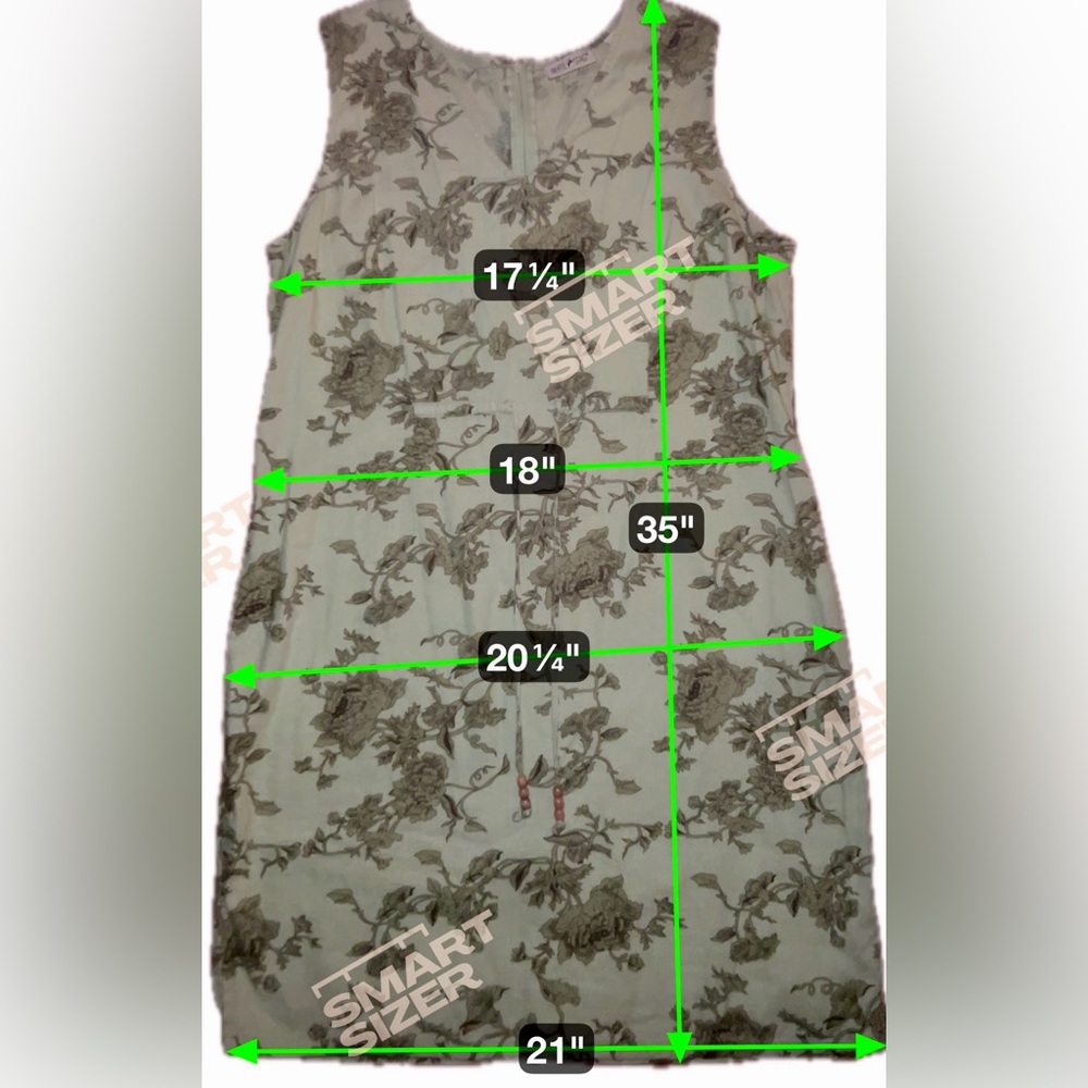 Women’s Large White Stag Green Floral Dress
